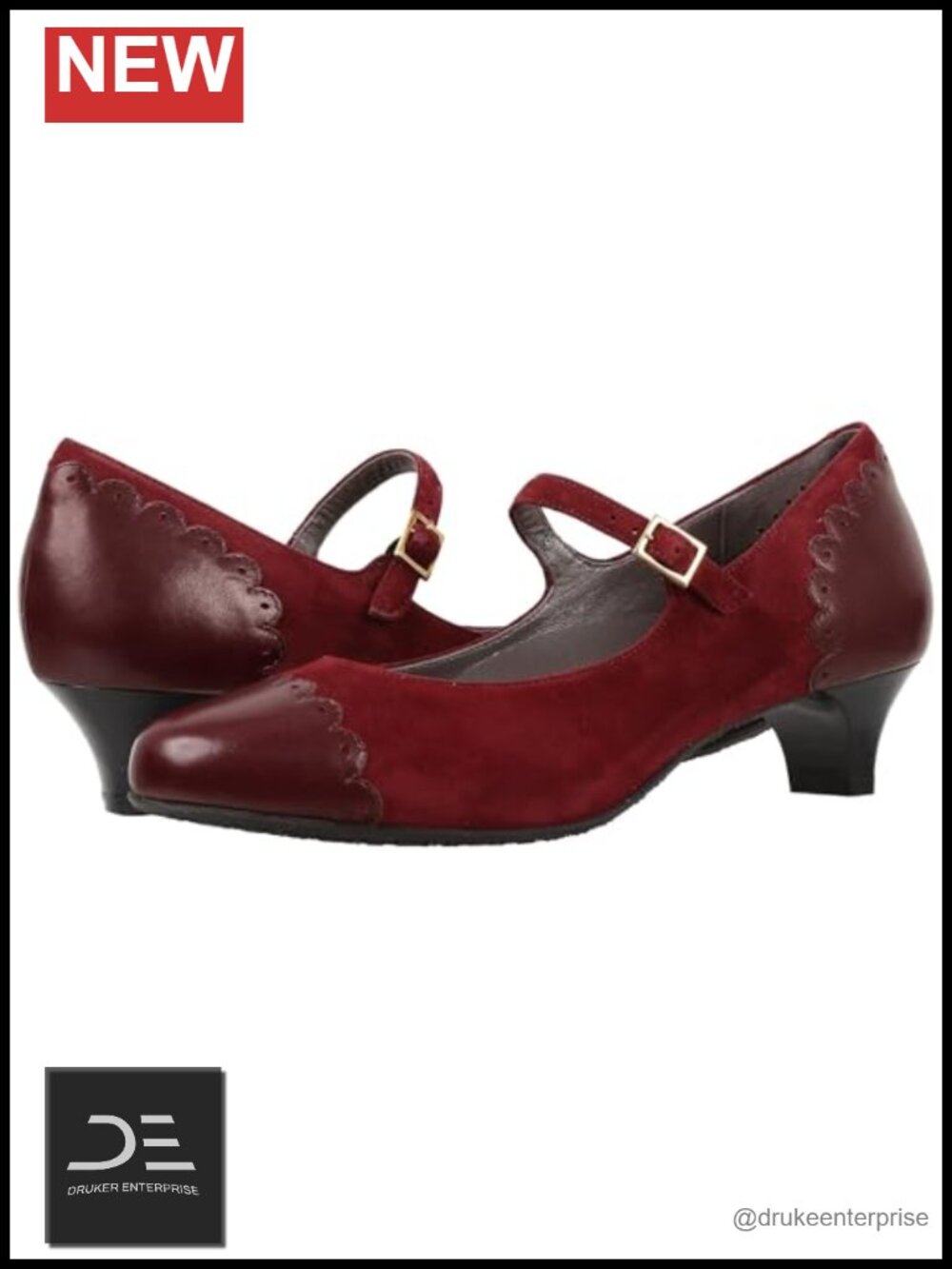 SAS Women's Suede Mary Jane Flats with Kitten Heel